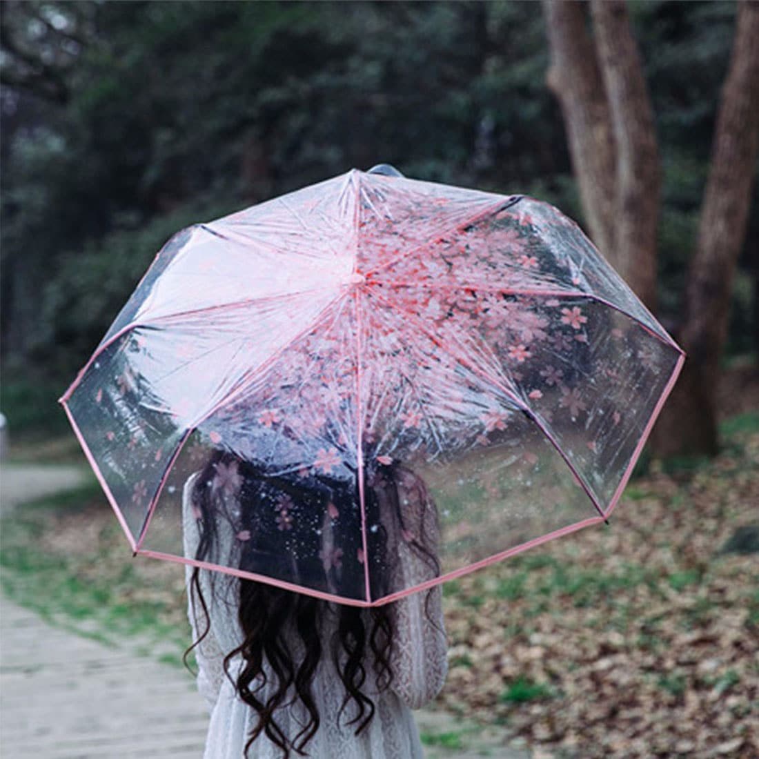 Прозрачный зонт с цветами с Алиэкспресс